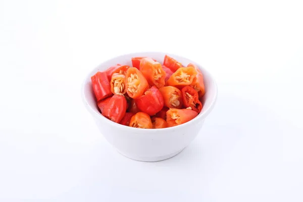 Cayenne Pepper Red Slice White Background — Stock Photo, Image