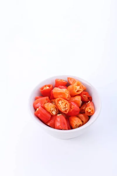 Cayennepfeffer Rote Scheibe Auf Weißem Hintergrund — Stockfoto