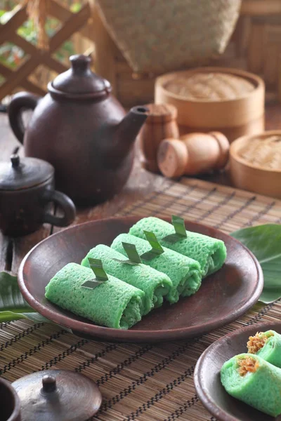Dadar Gulung Lit Rolled Pancake Omelette Popular Traditional Kue Traditional — Stock Photo, Image