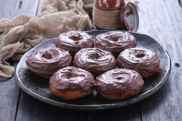 Donuts Chocolate Feito Casa Gostoso — Fotografia de Stock