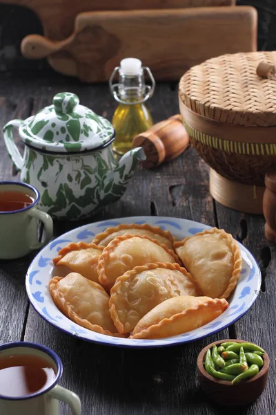 Jalangkote Est Une Boulette Frite Sulawesi Sud Cuisine Indonésienne Farcie — Photo