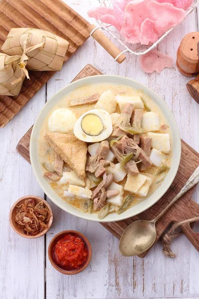Lontong Sayur Padang Food Often Eaten Indonesians Breakfast — Stock Photo, Image