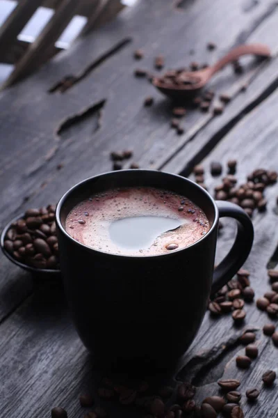 Kávé Pörkölt Kávébabból Készült Ital Sötét Színű Keserű Enyhén Savas — Stock Fotó