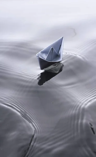 Paper Boat Bumpy Surface Water — Stock Photo, Image