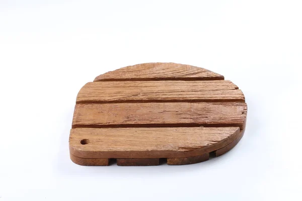 白色背景的木制餐具 — 图库照片