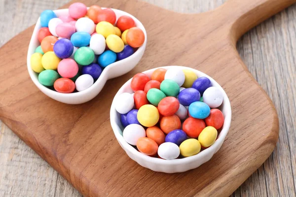 Caramelos Colores Sobre Fondo Madera —  Fotos de Stock