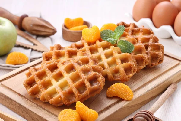 Waffles Chocolate Honey White Plate — Stock Photo, Image