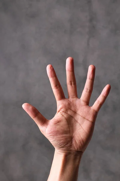 Mannelijke Hand Met Een Symbool Van Een Gebaar Een Witte — Stockfoto