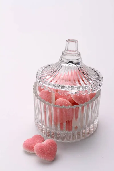 Sevgililer Günü Kalp Şeklinde Şeker Kırmızı Beyaz — Stok fotoğraf