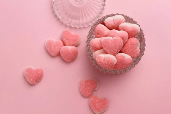 pink heart shape on pastel background. valentine\'s day concept.