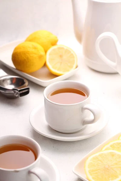 Stock image cup of tea with lemon and honey