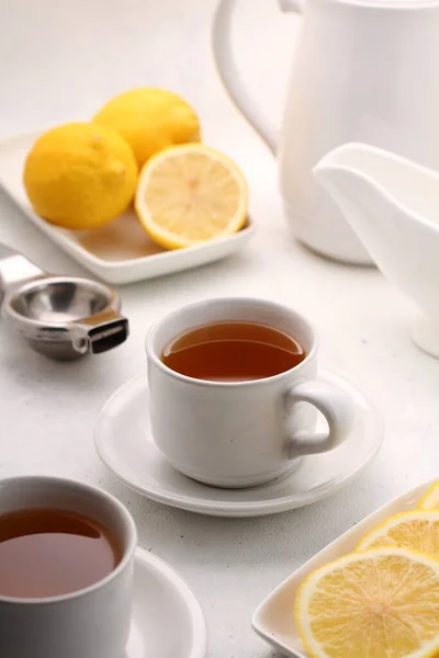 Chá Com Limão Mel — Fotografia de Stock