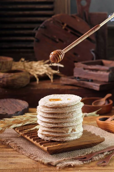 Ballı Çikolatalı Yapımı Krep — Stok fotoğraf