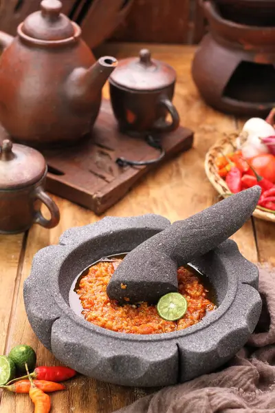 Pote Chá Turco Tradicional Com Sopa Bule Chá Fundo Madeira — Fotografia de Stock