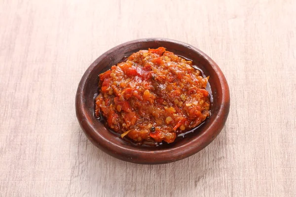 Sos Pomidorowy Czerwoną Papryką Bazylią — Zdjęcie stockowe