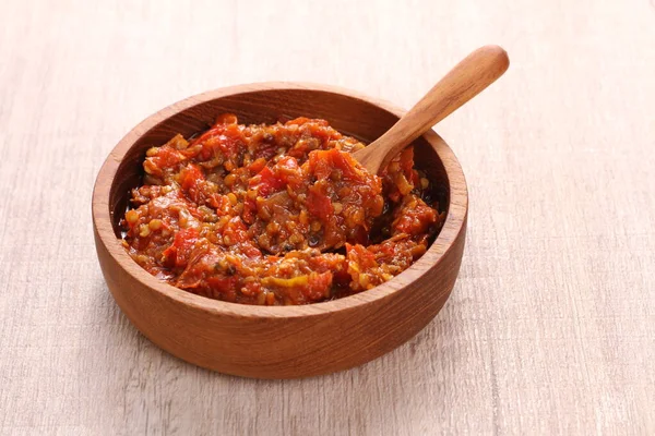 Salsa Tomate Con Pimiento Rojo Especias — Foto de Stock