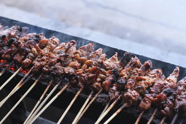 stock image grilled meat  ribs on charcoal grill