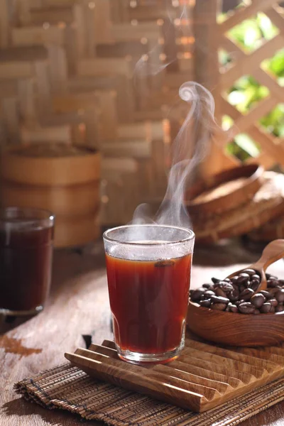 Turkish Tea Coffee Cinnamon Sticks Wooden Table — Stock Photo, Image