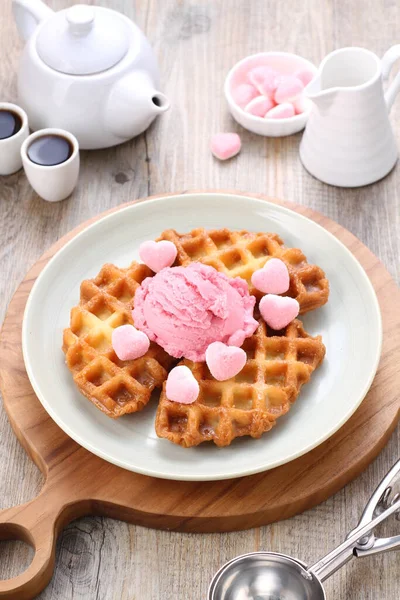 Delicious Waffle Chocolate Ice Cream — Stock Photo, Image