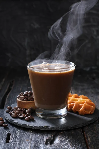 Coffee Chocolate Cinnamon Dark Background — Stock Photo, Image