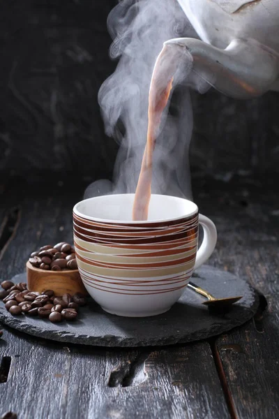 Xícara Café Chá Mesa Madeira — Fotografia de Stock
