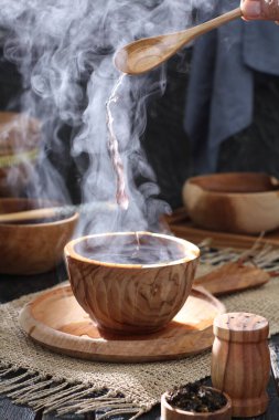 close up of a bowl of a tea 