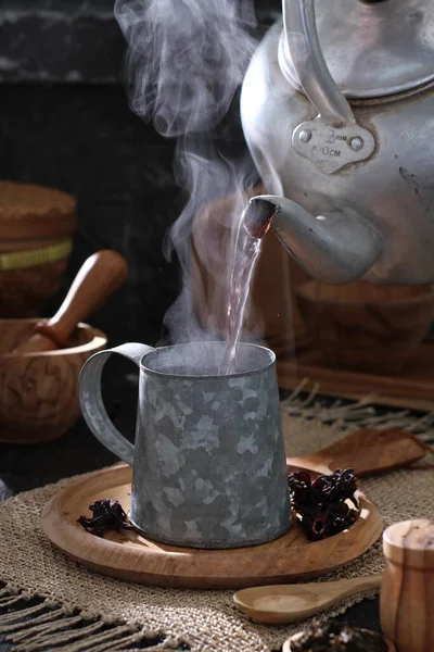 Kaffeetasse Und Tee Auf Holztisch — Stockfoto