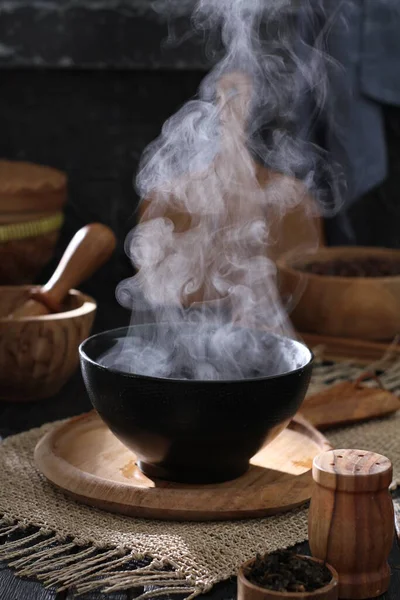 Tradycyjne Tajskie Jedzenie Gotowanie Zdrowy Tryb Życia Gorący Napój Zupa — Zdjęcie stockowe