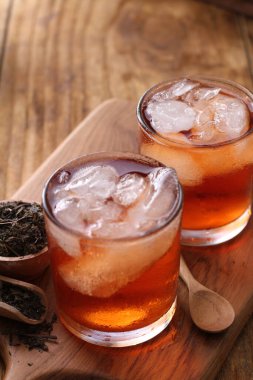 Limonlu ve naneli buzlu çay. 