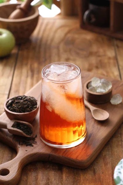Bebida Quente Com Limão Açúcar Madeira — Fotografia de Stock