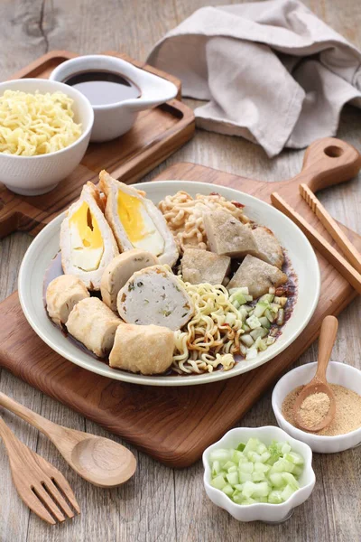 Korejské Jídlo Rýžové Nudle Sójová Omáčka — Stock fotografie