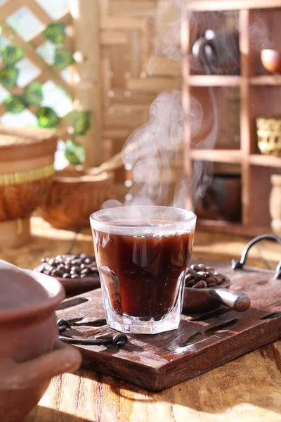 Filiżanka Kawy Ziarna Kawy — Zdjęcie stockowe
