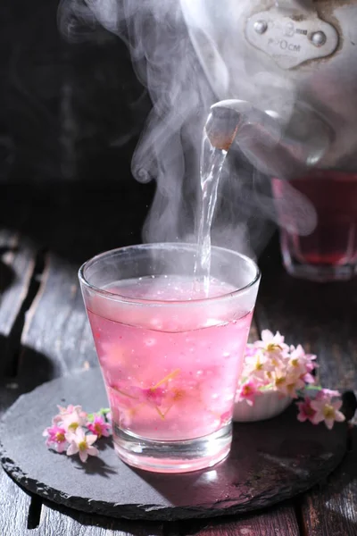 Гарячий Чай Лимоном Ятою — стокове фото