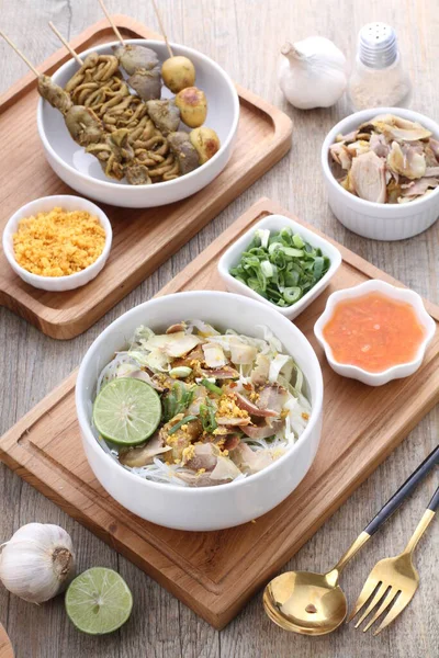 Macarrão Estilo Thai Food Com Frango Carne Porco Porco — Fotografia de Stock