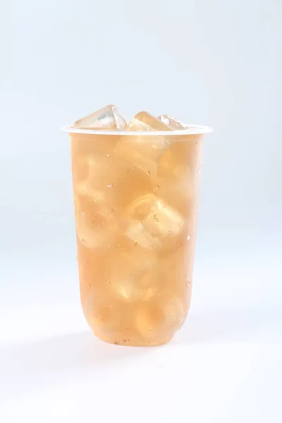 Iced Tea Tea Tea Milk Glass White Background — Stock Photo, Image