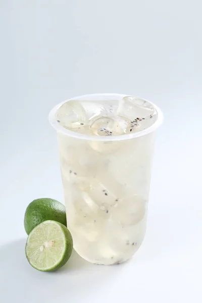 Glas Kallt Vatten Och Med Citron — Stockfoto