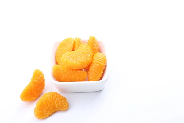 Dried Orange Slices White Bowl White Background — Stock Photo, Image