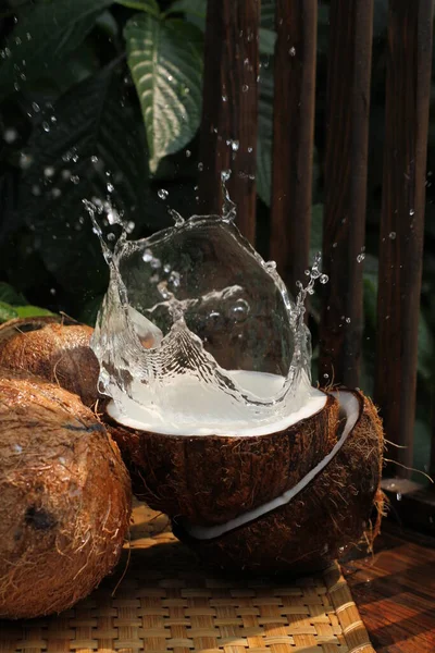 ココナッツ ココナッツ 水滴とココナッツ — ストック写真