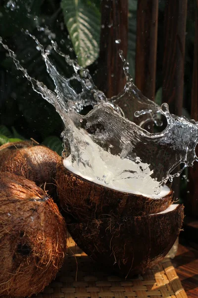 Kokosnuss Mit Wassertropfen — Stockfoto