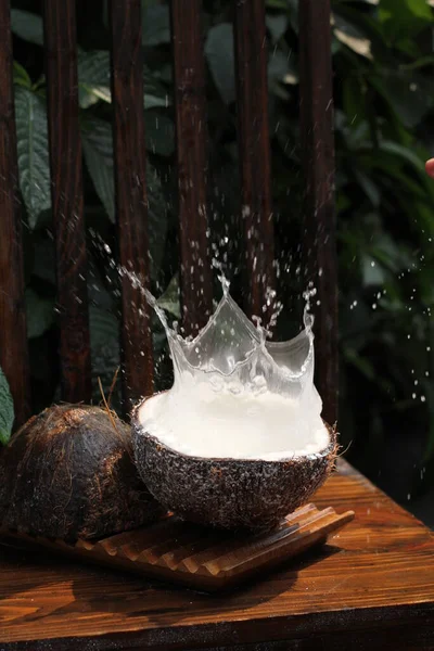 新鲜椰子加水滴 — 图库照片