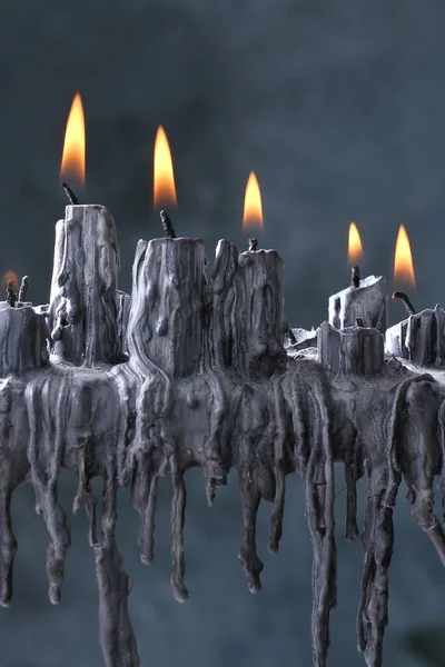 Brennende Kerzen Auf Dem Tisch Rendering — Stockfoto