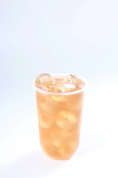 Склянка Льоду Лимоном Білому Тлі — стокове фото