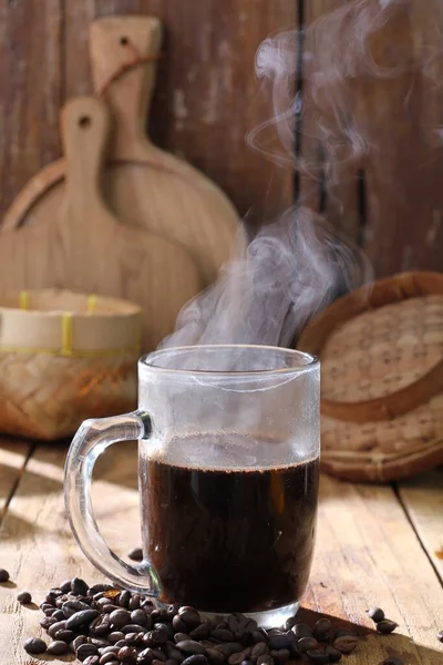 Kávé Csésze Kávébab Háttér — Stock Fotó
