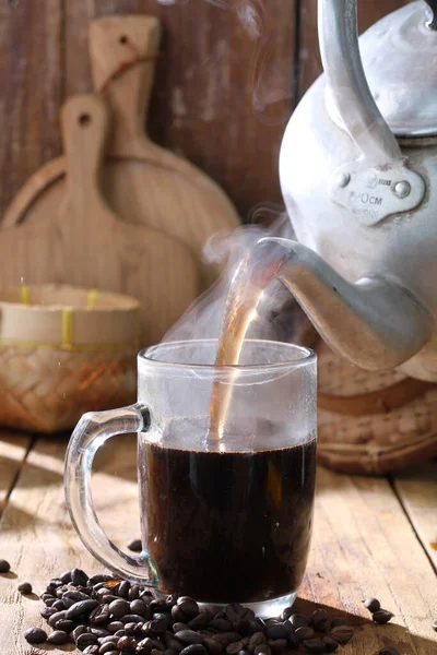 Bebida Grão Café Com Café — Fotografia de Stock