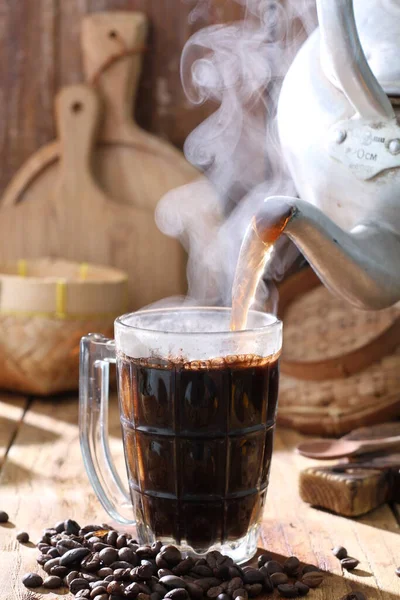 Forró Kávé Ital Kávéscsészében — Stock Fotó