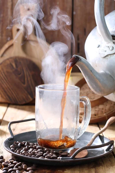 Forró Kávé Egy Pohárban — Stock Fotó