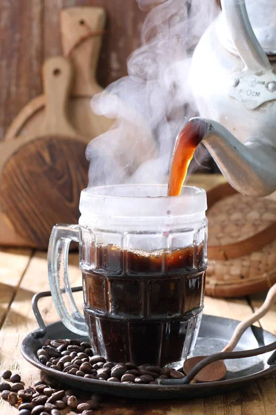 Fekete Kávé Régi Háttér — Stock Fotó