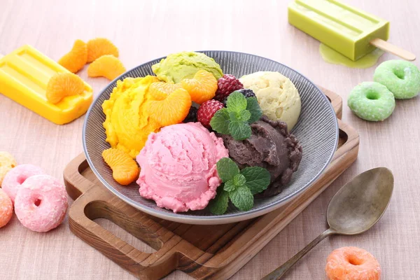 Korean Dessert Rice Noodles Colorful Ice Cream Ice Cream — Stock Photo, Image