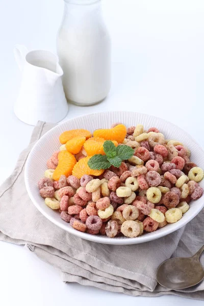 Cereales Desayuno Con Leche — Foto de Stock