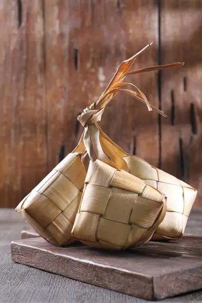 Rýžový Knedlík Listem Bambusovém Podkladu — Stock fotografie
